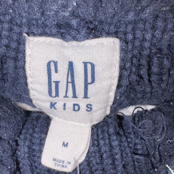 GAP Boy’s Dark Blue Turtleneck button Sweater size M - Picture 2 of 3